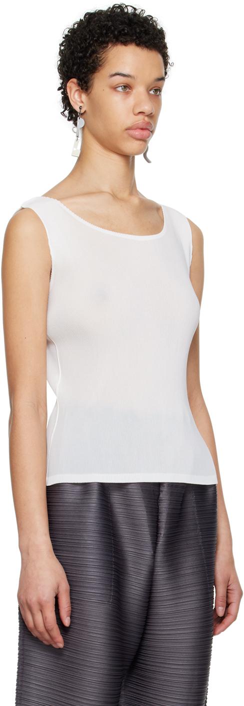 Pleats Please Issey Miyake White Mist Basics Tank Top in Black