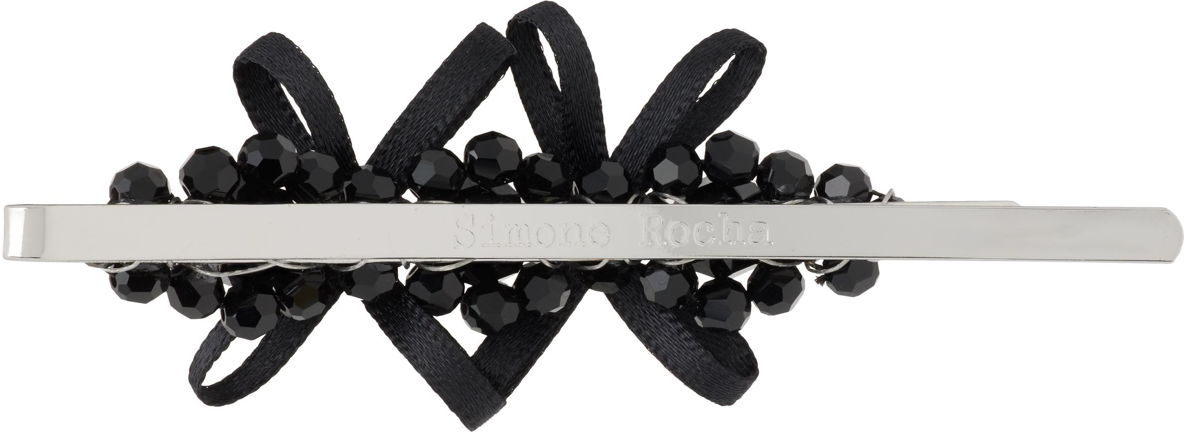 Simone Rocha Petite Bow Detail Flower Hair Clip in Black | Lyst display picture 1