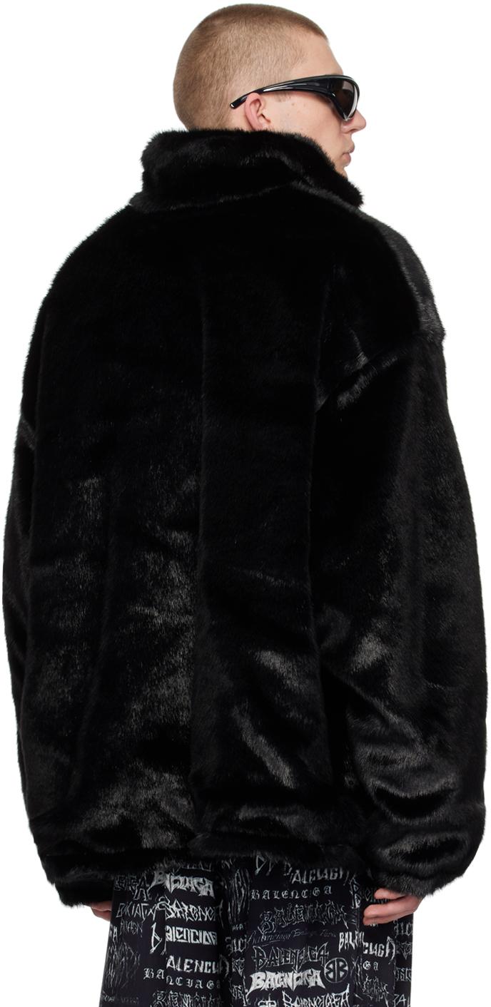Balenciaga leather jacket with fur collar hot sale