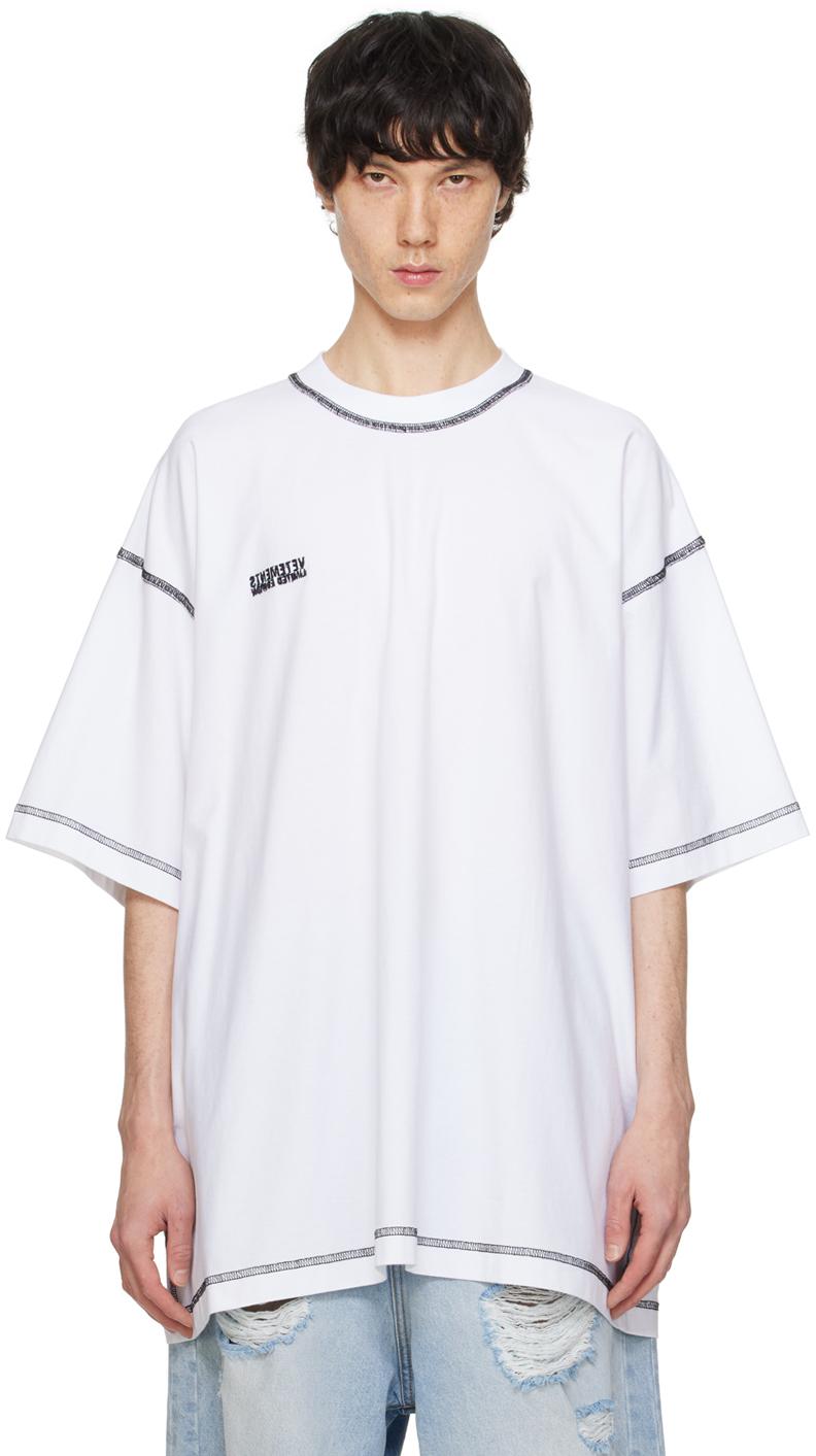 Vetements メンズ ホワイト インサイドアウト Tシャツ Tシャツ