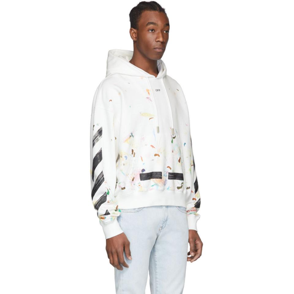 Off-White c/o Virgil Abloh Exclusive White Galaxy Brush Hoodie for |