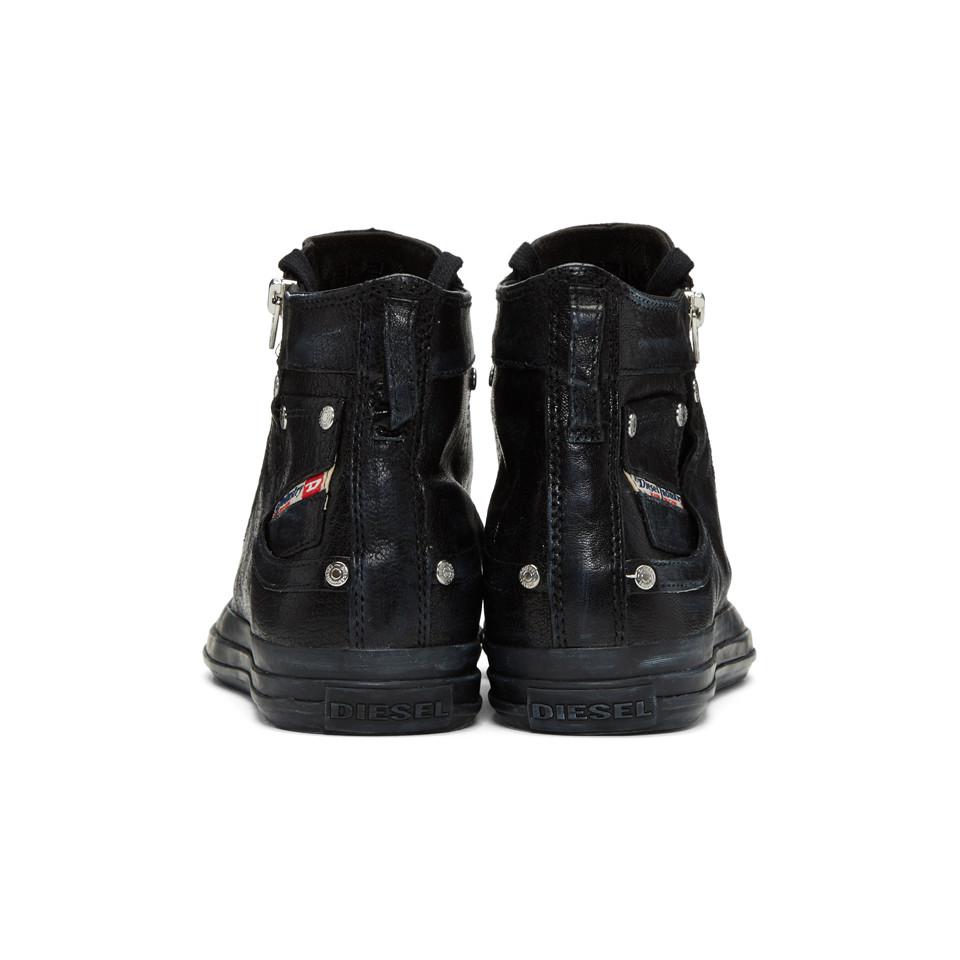 DIESEL Black Expo-zip High-top Sneakers for Men | Lyst