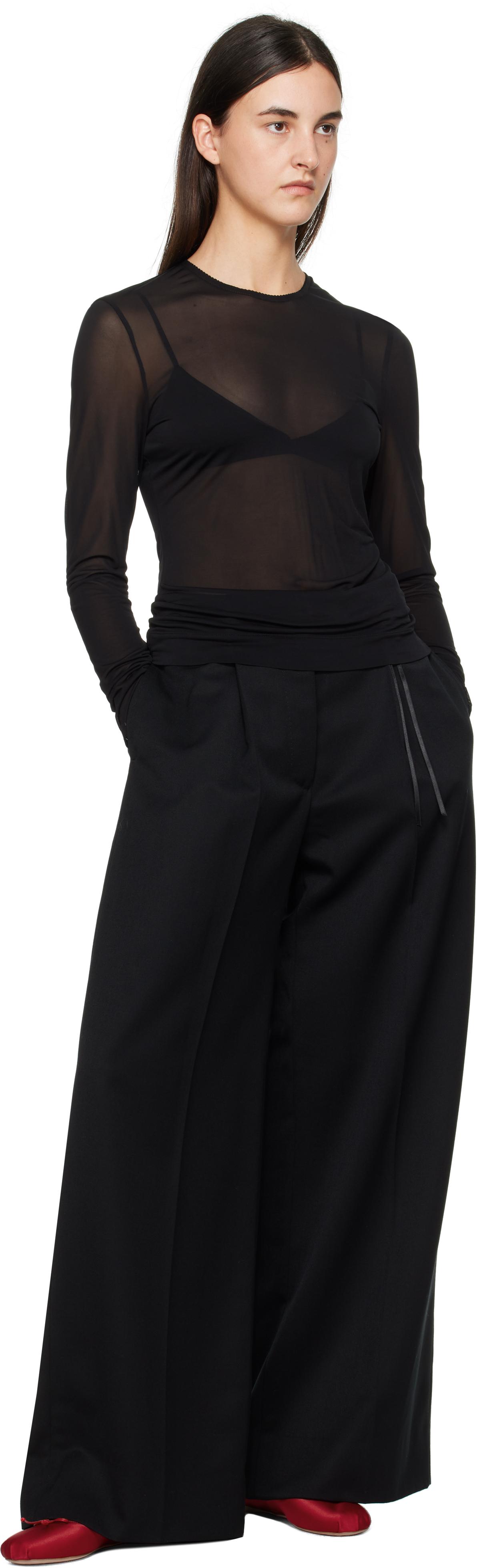 Simone Rocha Sheer Fitted Ballet Mesh T-Shirt in Black | Lyst UK