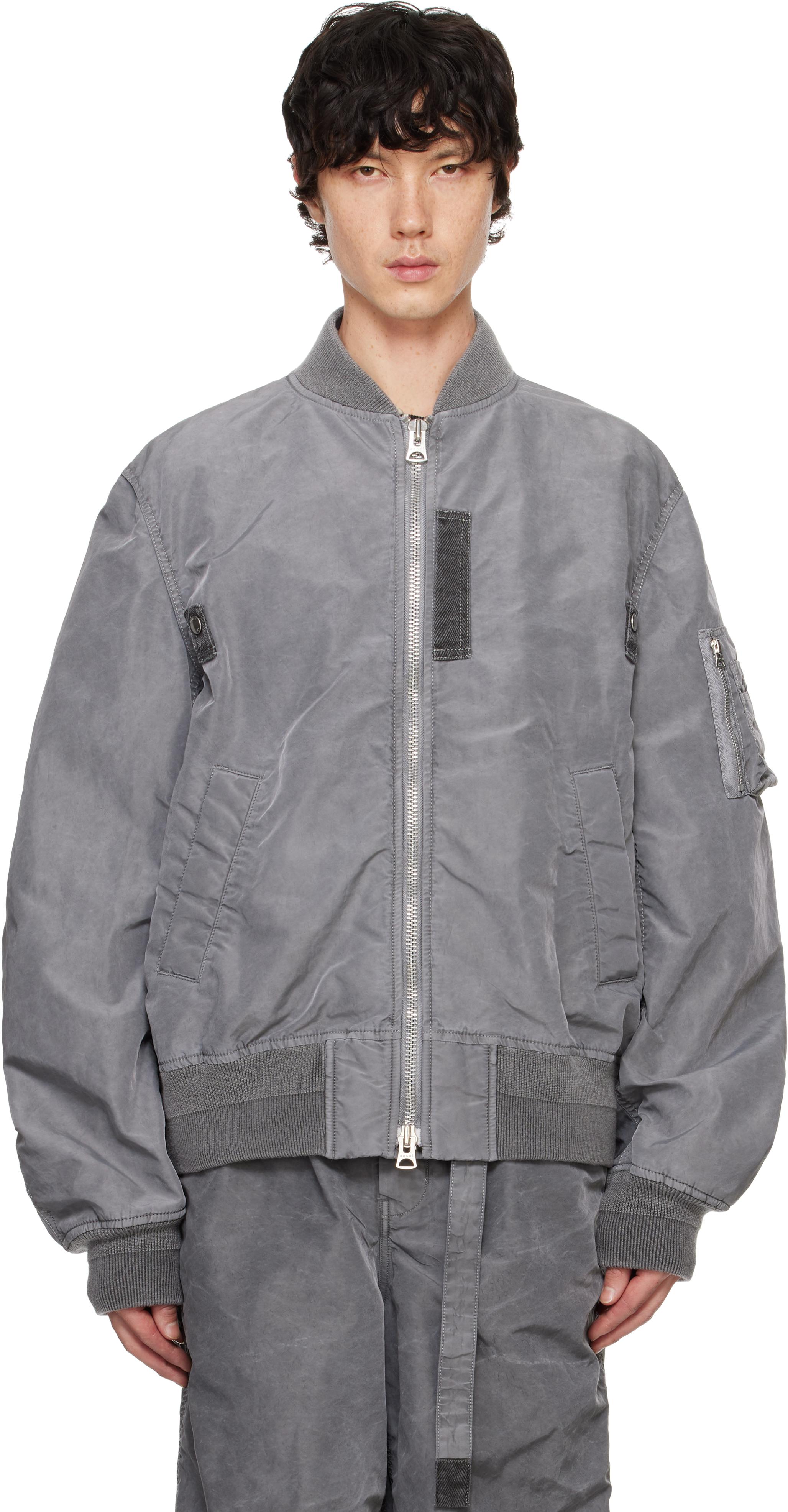 Sacai メンズ グレー ガーメントダイ ナイロンツイル ボンバー 
