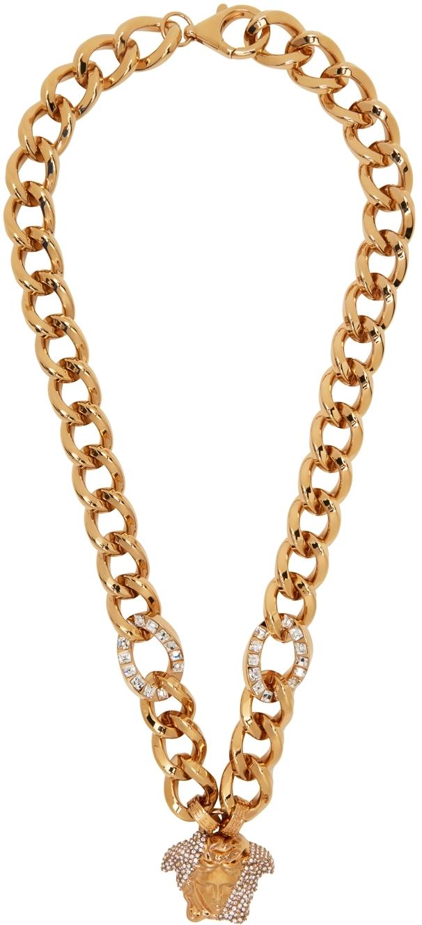 Versace Gold & Crystal Palazzo Dia Chain Necklace in Metallic for Men | Lyst