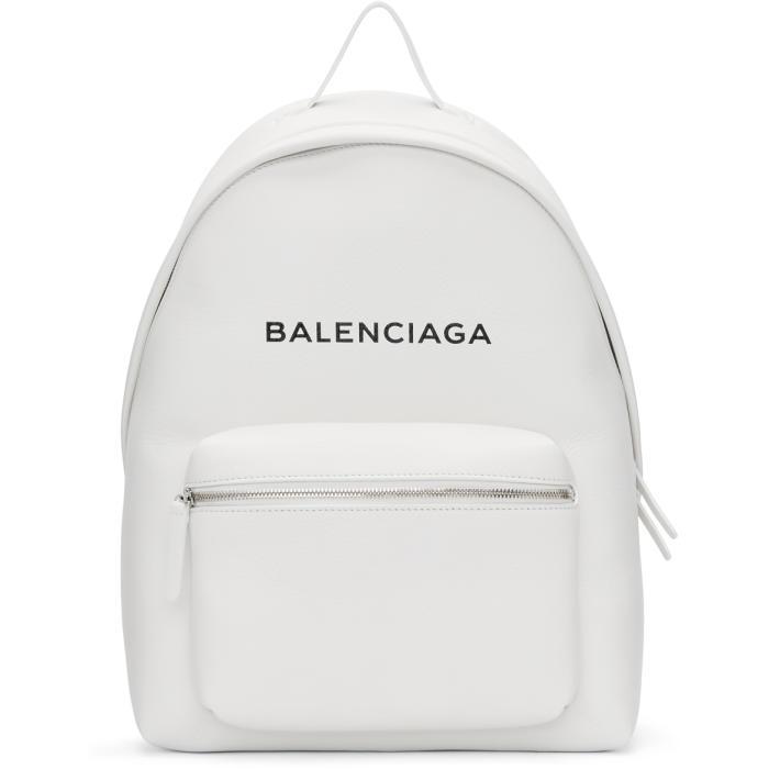 Balenciaga Leather White Logo Everyday Backpack | Lyst