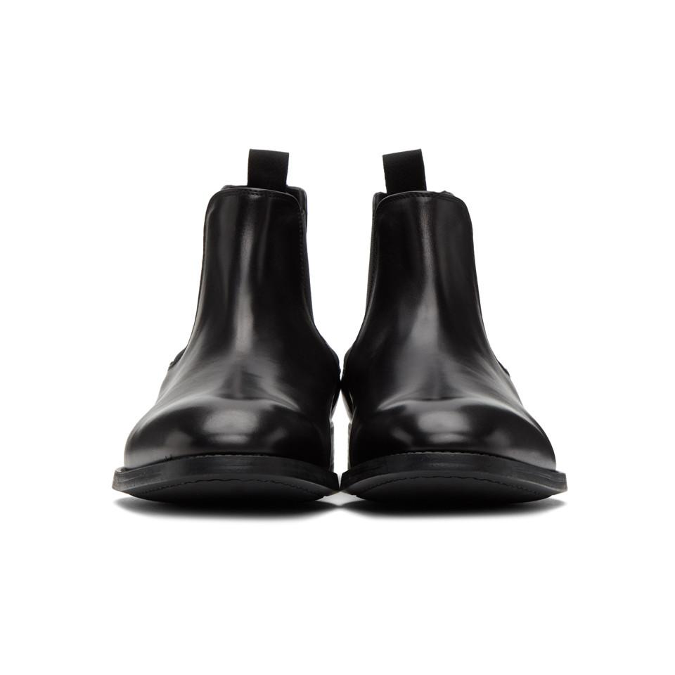 Giorgio Armani Leather Black Beatle Chelsea Boots for Men - Lyst