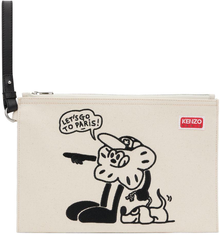 KENZO Beige Boke Boy Large Clutch in Natural Lyst