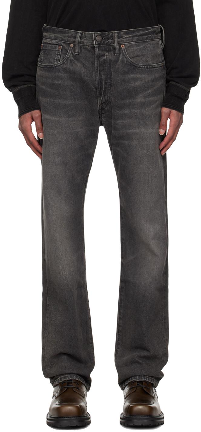 メンズ RRL ブラックストレートレッグ 先染め straight leg