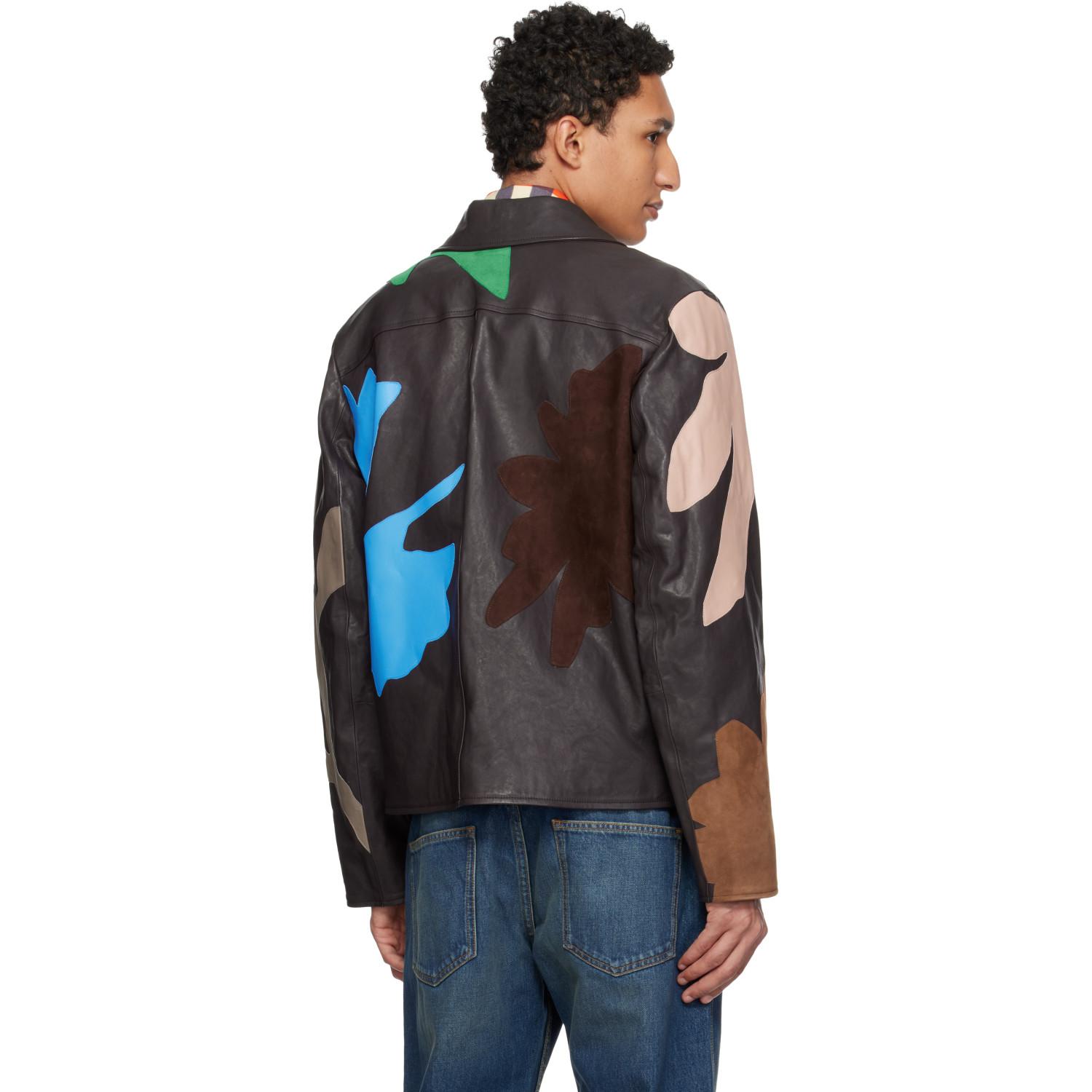 Paul Smith Floral Soft Lamb Leather Jacket in Black for Men | Lyst