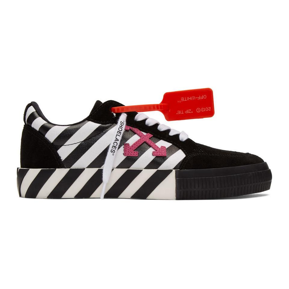 Off-White c/o Virgil Abloh Suede Black And White Diag Low Vulcanized ...