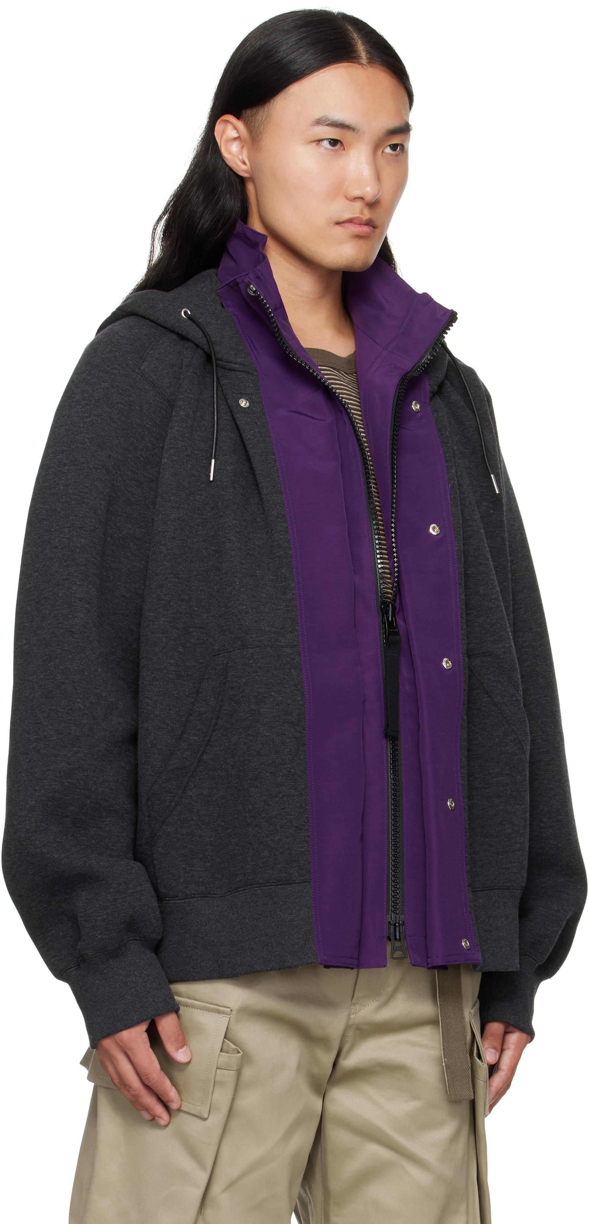 Sacai Sponge Sweat & Grosgrain Hoodie in Blue for Men | Lyst