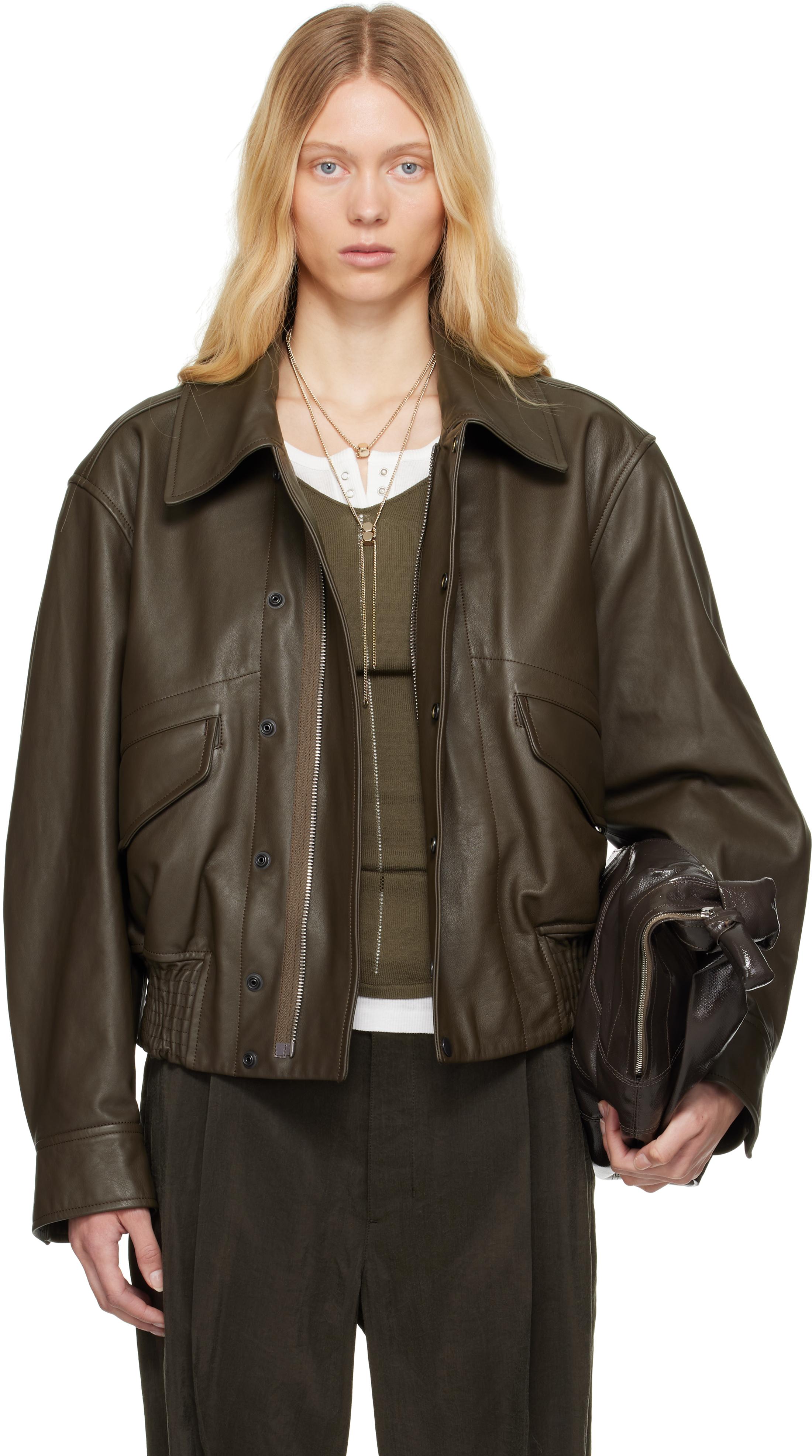 LEMAIREルメール レザーブルゾン マッシュルーム ナッパレザー Lemaire ブラウン ソフト ナッパ レザージャケット ブラック | Lyst