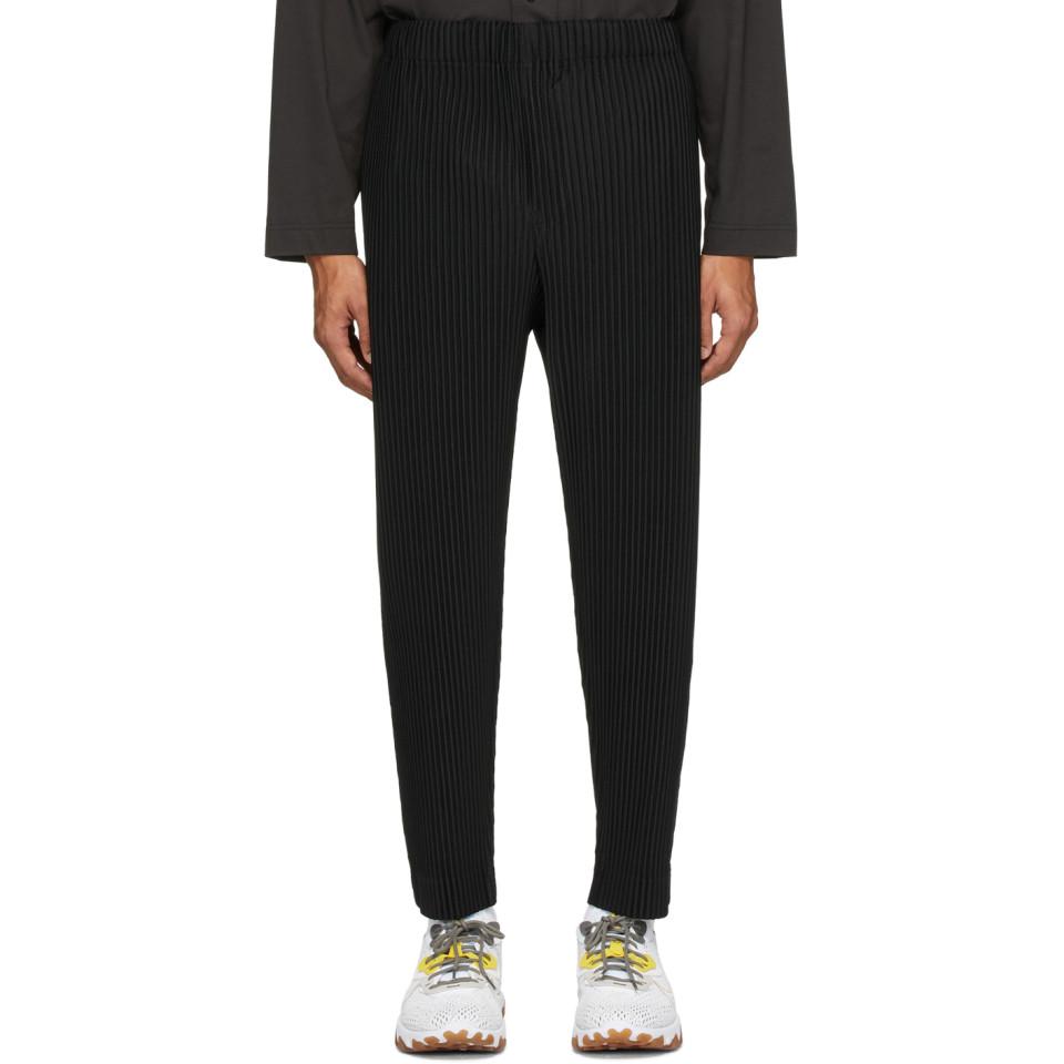 Homme Plissé Issey Miyake Black Pleated Trousers for Men - Lyst