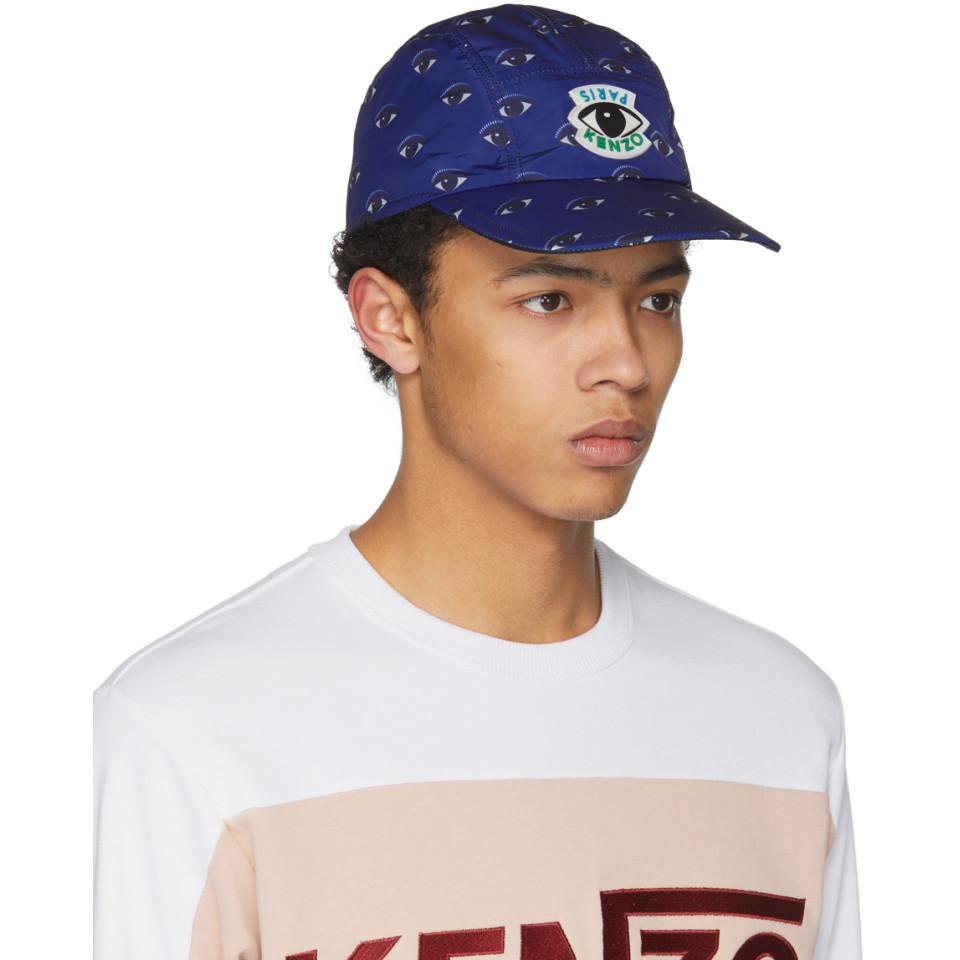 KENZO Satin Blue Multi Eye Print Cap 