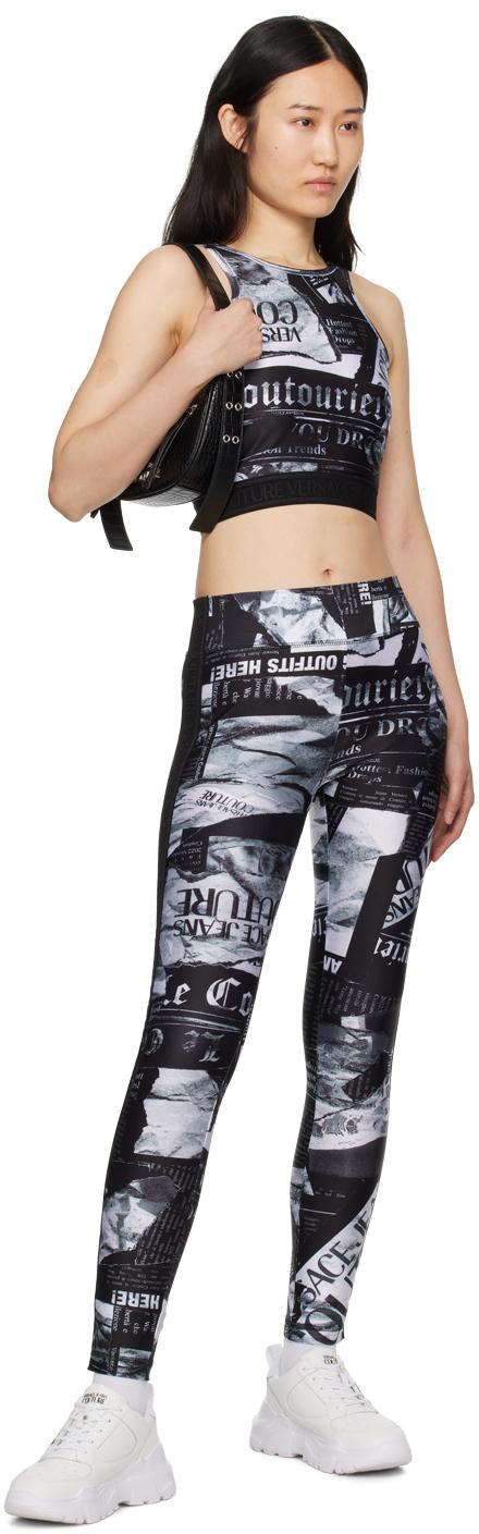 Versace Jeans Couture レディース ブラック プリント レギンス パンツ 