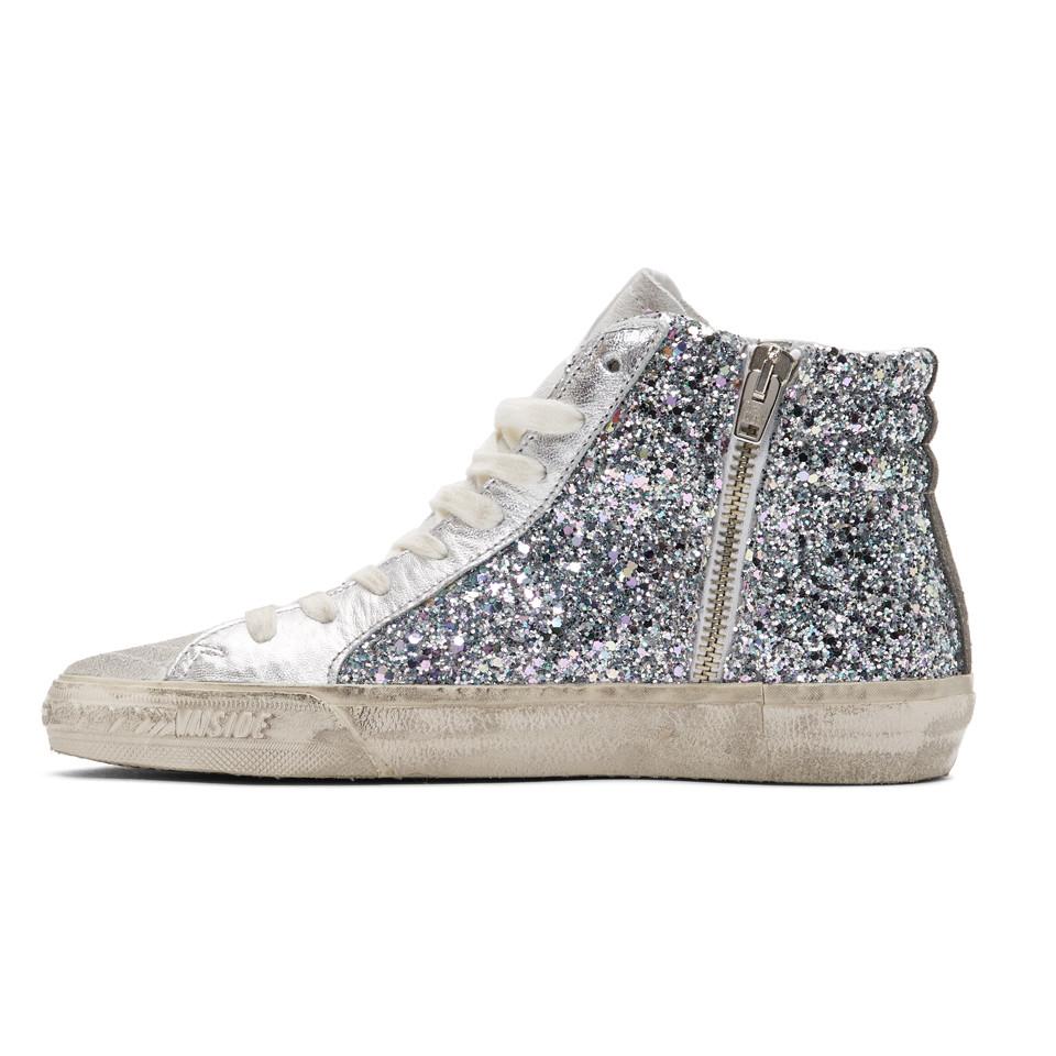 Golden Goose Silver And Pink Glitter Slide Sneakers in Metallic | Lyst