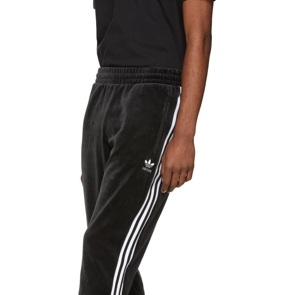 adidas Originals Black Velour Cozy Lounge Pants for Men | Lyst