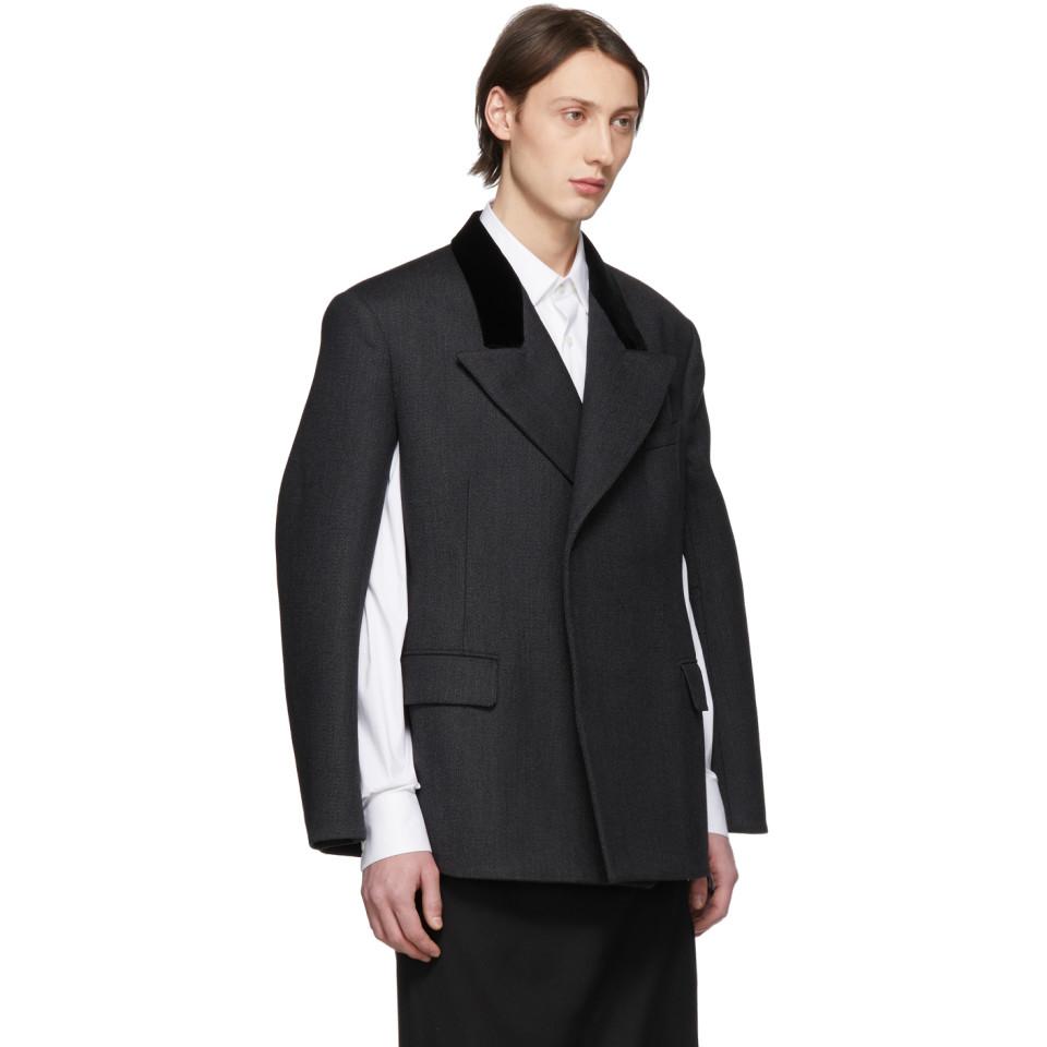 Maison Margiela Grey Wool Cape Blazer in Gray for Men | Lyst