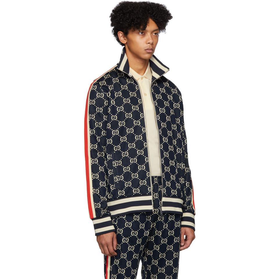 Gucci GG Jacquard Cotton Jacket in Navy (Blue) for Men - Save 31% - Lyst