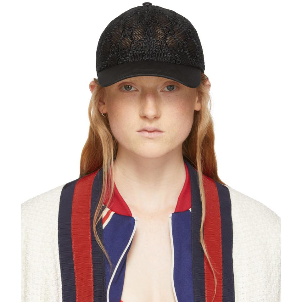 Gucci Synthetic Black GG Embroidered Baseball Cap - Lyst