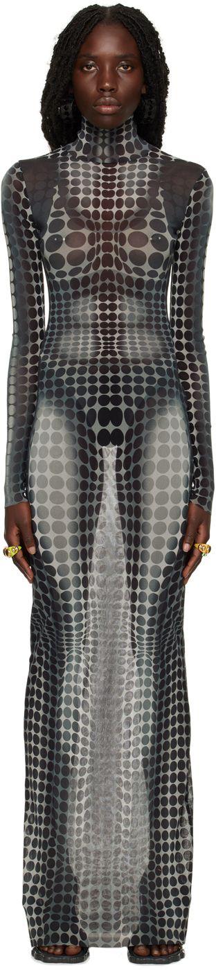Jean Paul Gaultier Ssense Exclusive Dots Maxi Dress in Black