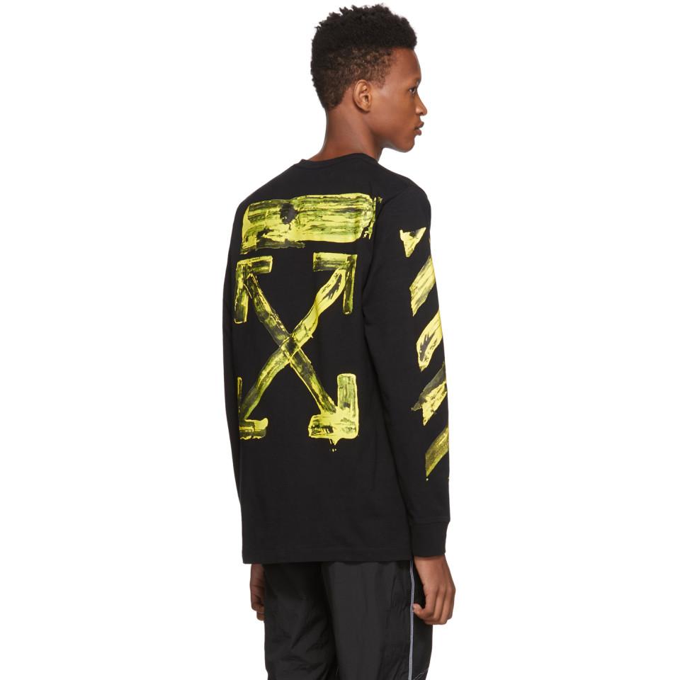 Off-White c/o Virgil Abloh Cotton Ssense Exclusive Black And Yellow Painted  Arrows Long Sleeve T-shirt for Men - Lyst