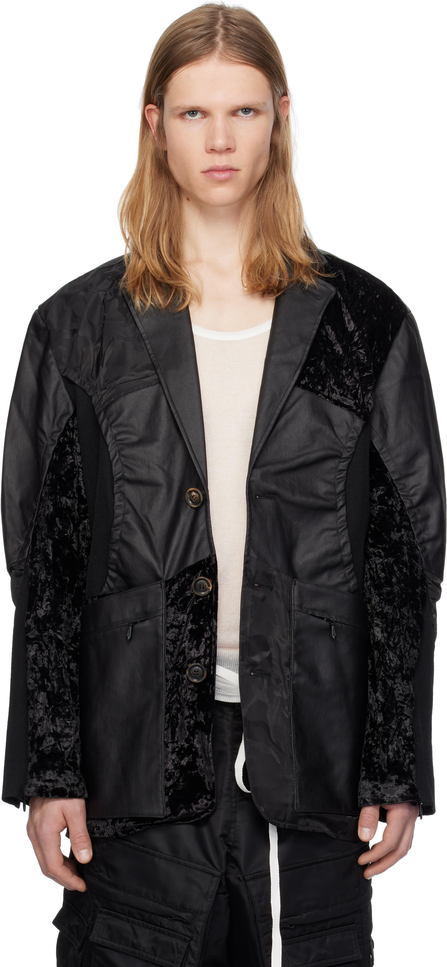 ANDERSSON BELL メンズ ブラック Flight Mix テーラードジャケット  