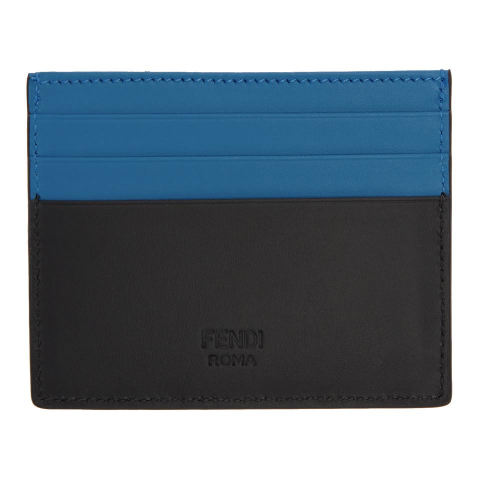 Fendi Shadow Card Holder - Blue leather money clip