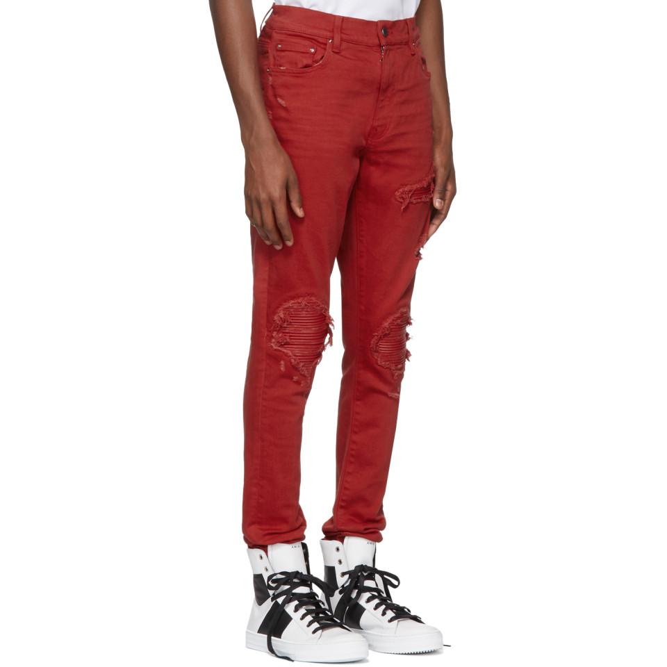 Amiri Denim Red Mx1 Classic Jeans for Men | Lyst