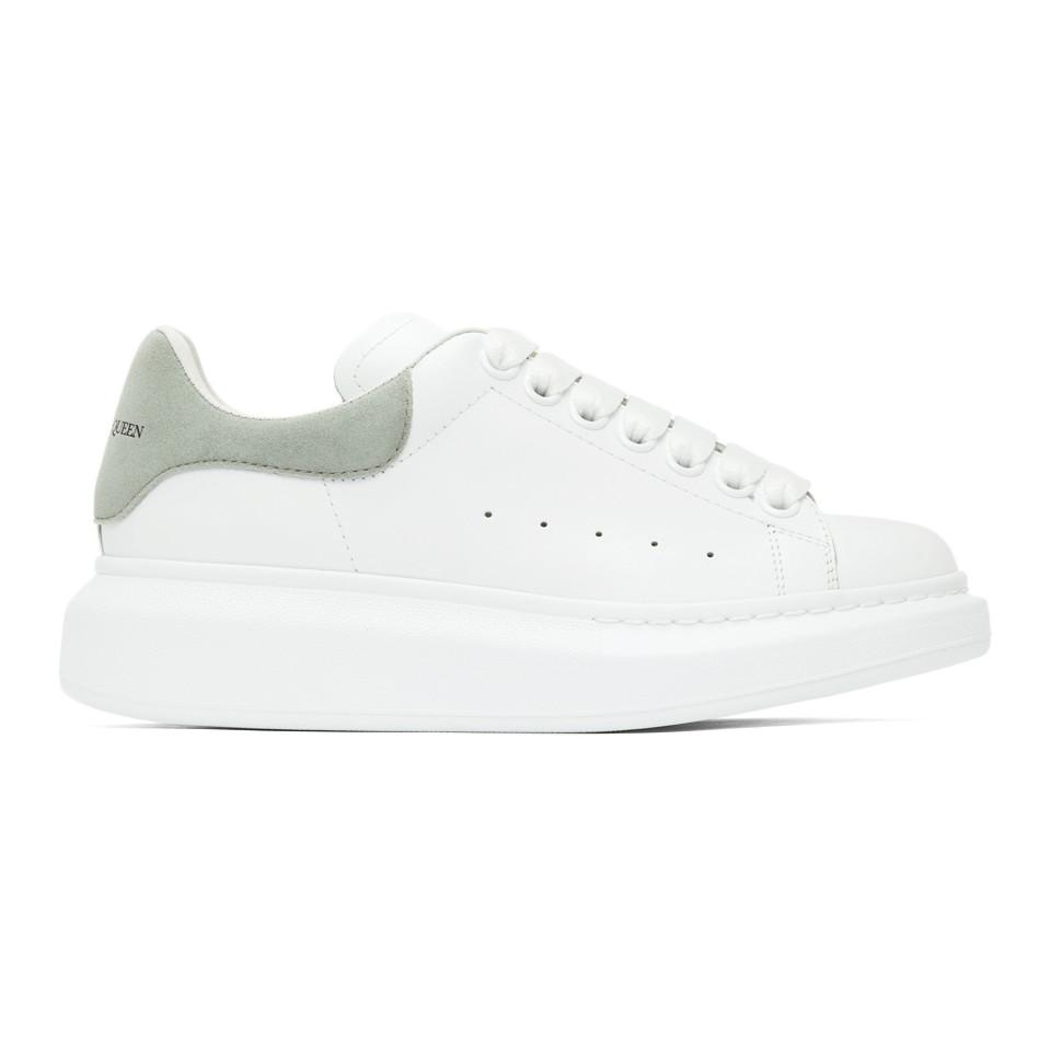 Alexander McQueen Leather Ssense Exclusive White And Grey Oversized ...