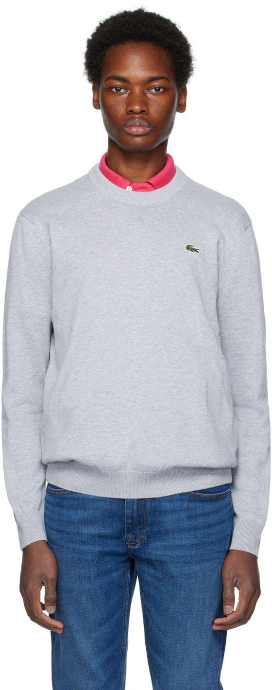 Lacoste Gray Crewneck Sweater in Black for Men Lyst