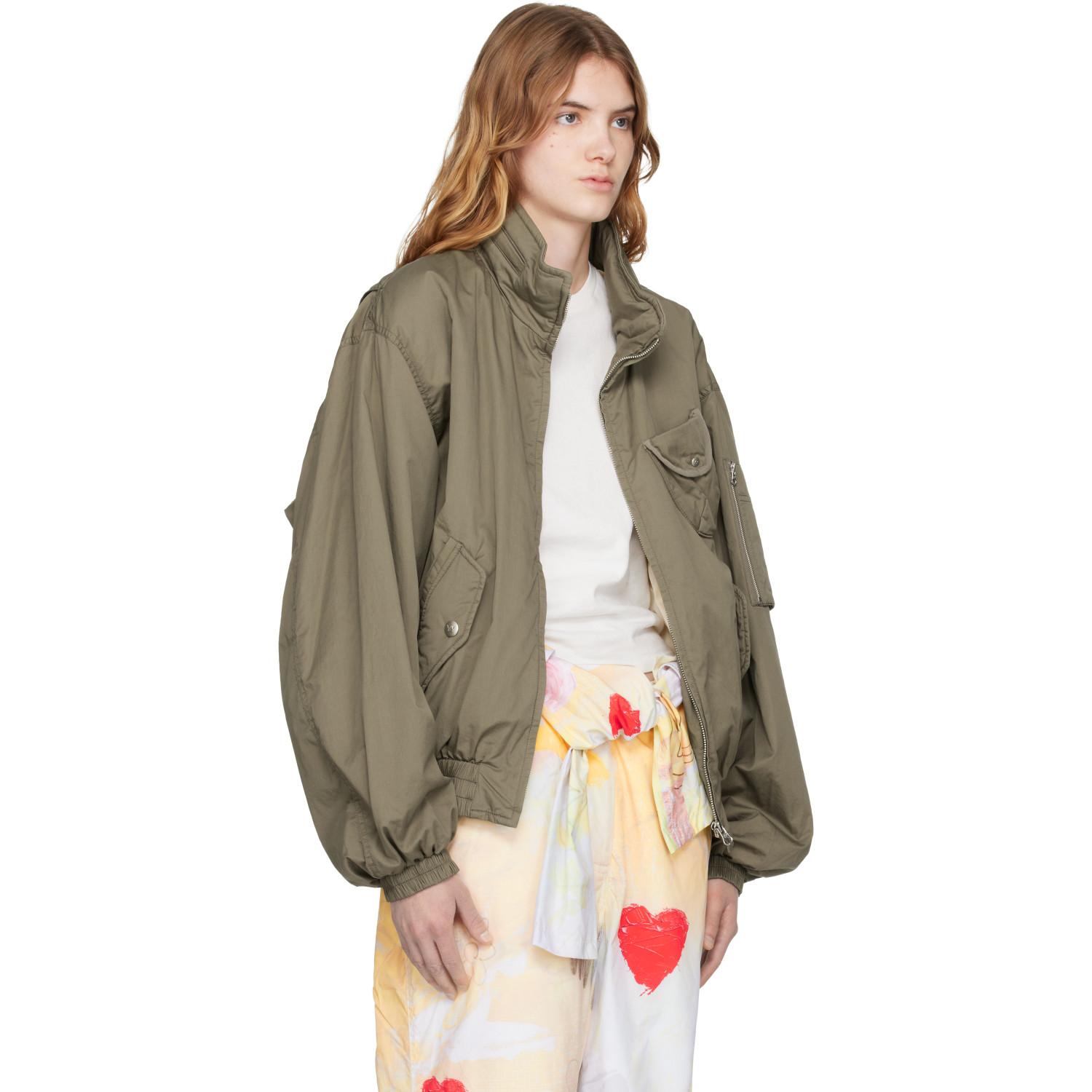 OPEN YY Cotton Cargo Bomber Jacket in Natural | Lyst UK