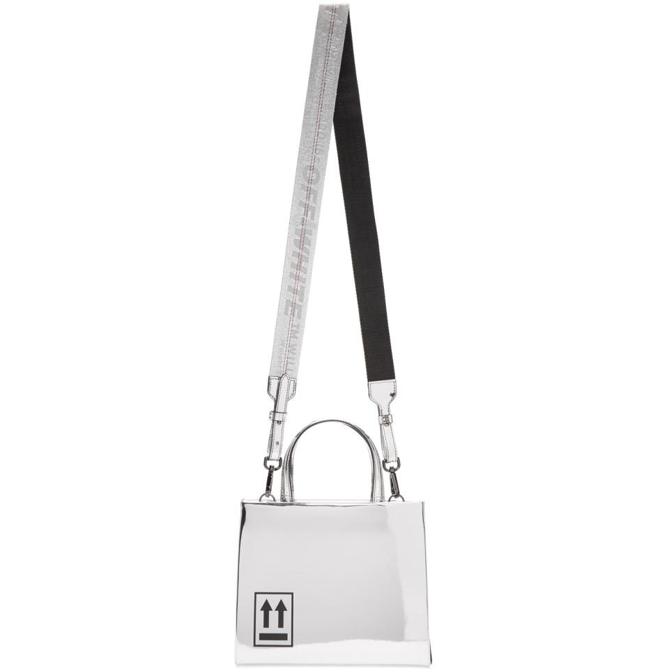 Off-White Silver Mirror Mini Flap Bag Off-White