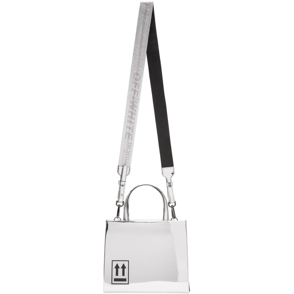 Off White c o Virgil Abloh Silver Mini Mirror Box Bag in Metallic