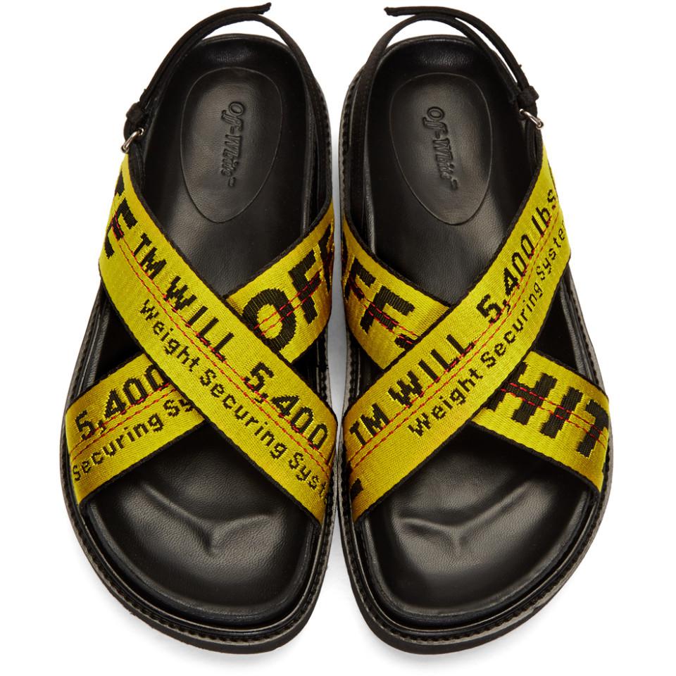Off-White c/o Virgil Abloh Yellow Industrial Sandals for Men slides and flip flops Mens Shoes Sandals 