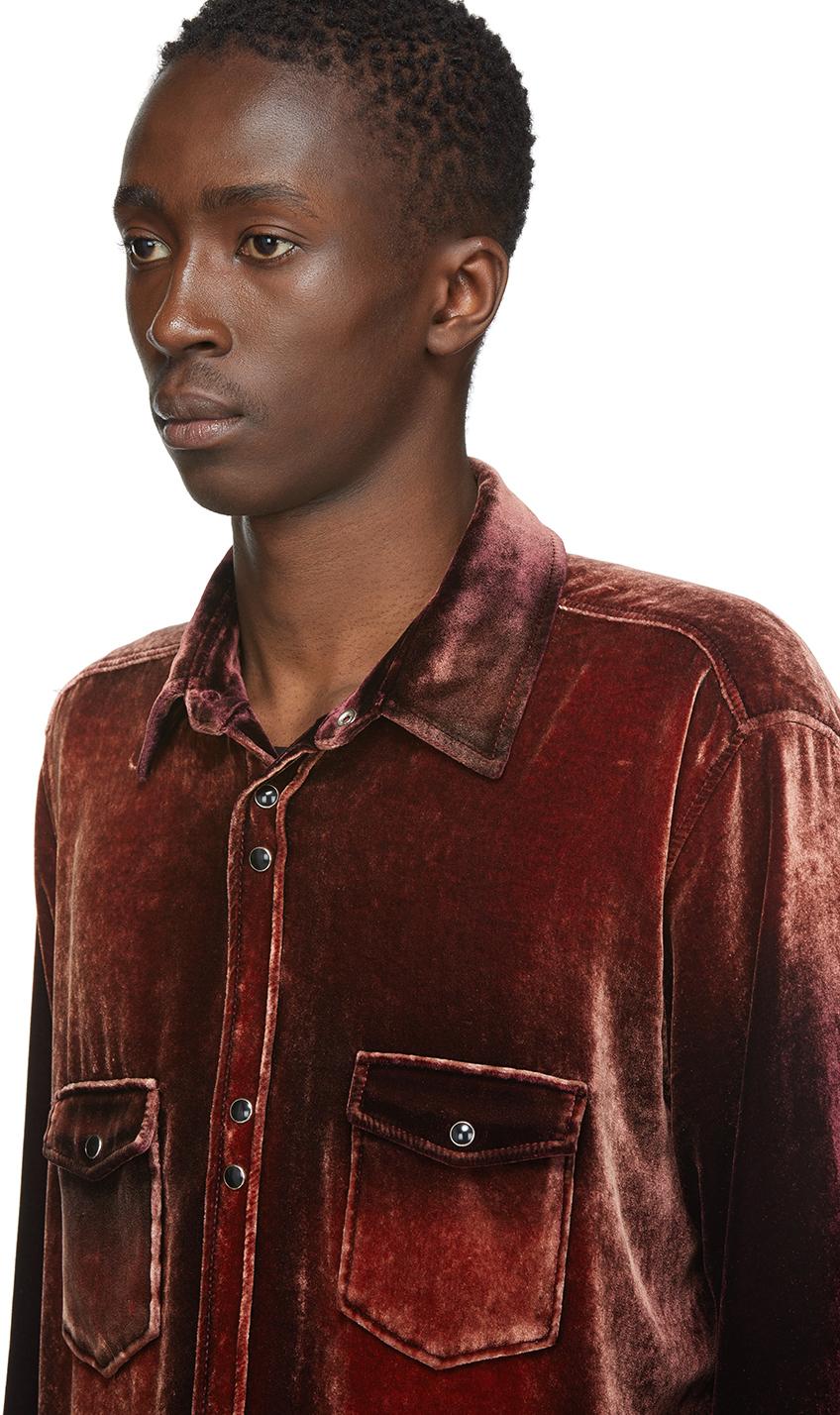 Saint Laurent Red Velvet Western Shirt for Men | Lyst