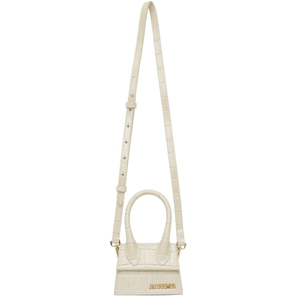 Jacquemus Leather Beige Croc Le Chiquito Clutch in Natural - Lyst