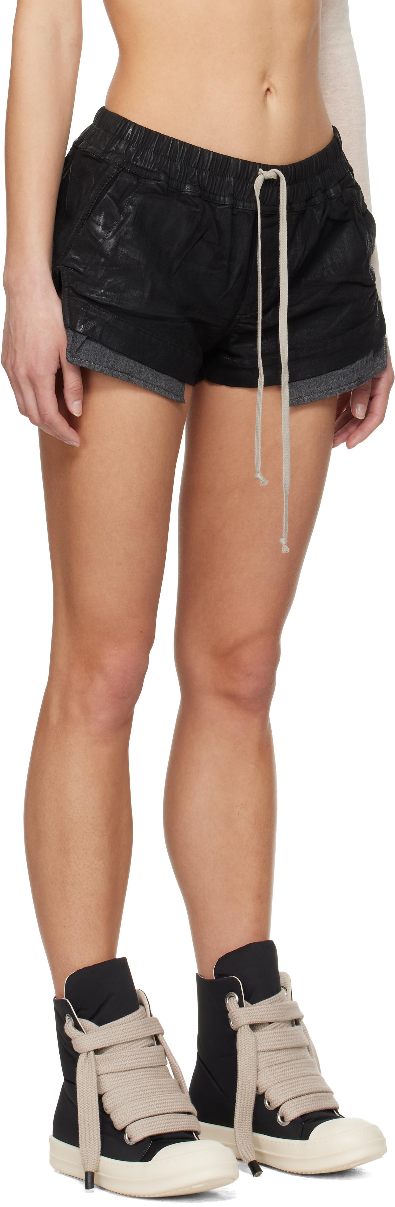 Rick Owens Hollywood Fog Boxer Denim Shorts in Black | Lyst