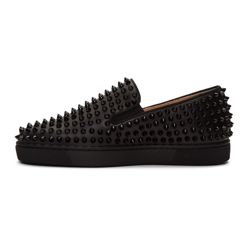 Gå glip af etik Få kontrol Christian Louboutin Roller Boat Spiked Leather Sneaker in Black for Men -  Lyst