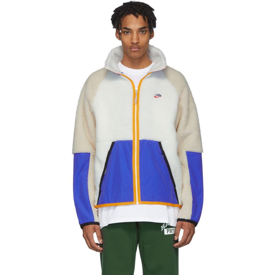 Nike Fleece White And Blue Sherpa Jacket for Men | Lyst Australia