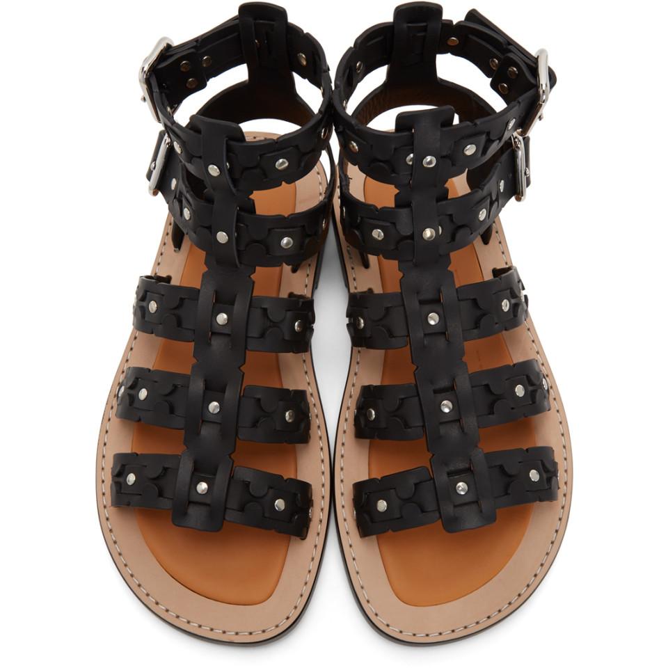 Loewe Leather Black Spartiate Sandals for Men - Lyst