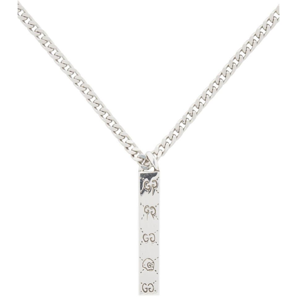 Gucci Silver Ghost Bar Necklace in Metallic for Men | Lyst