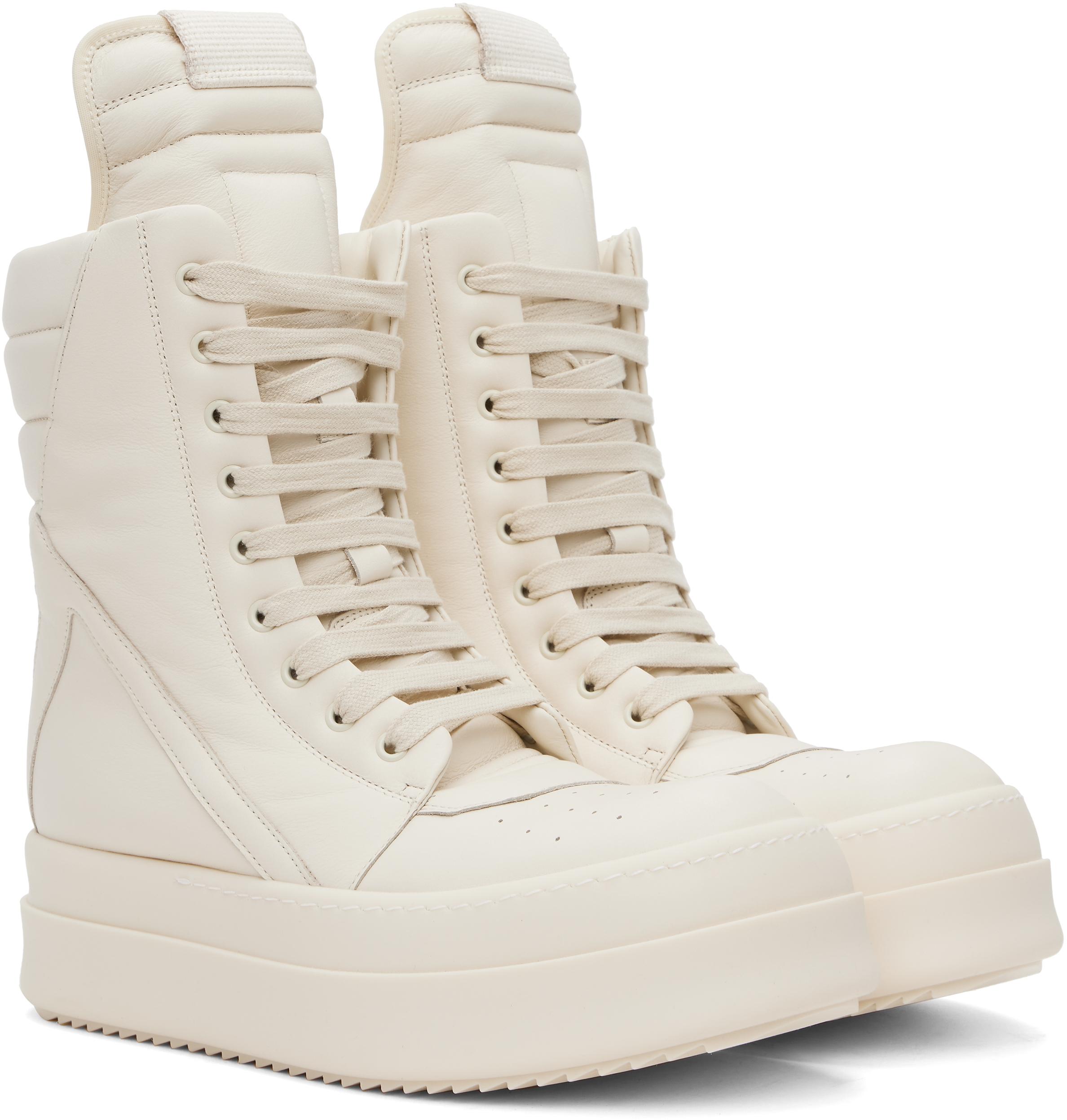 Rick Owens Off- Porterville Mega Geobasket Sneakers in Natural for