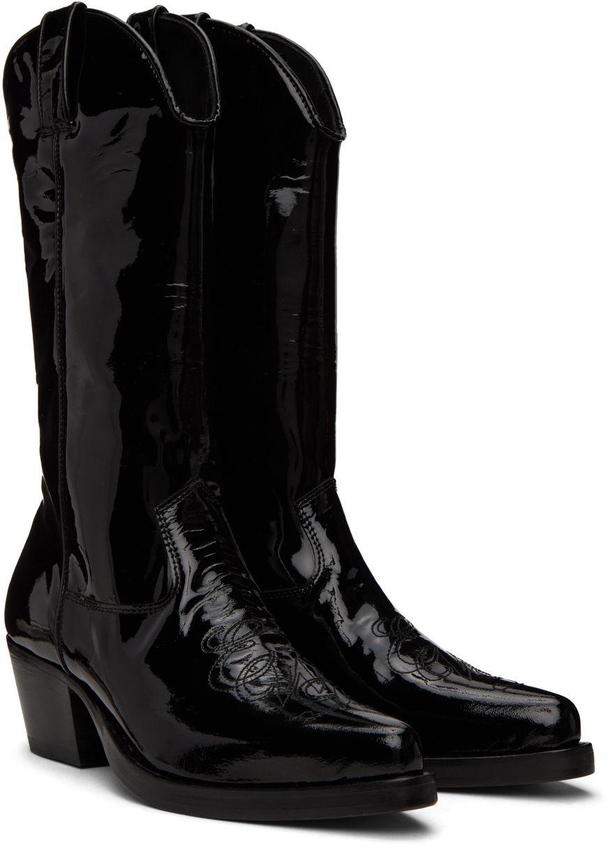 Ernest W. Baker Men's Black High Western Boots