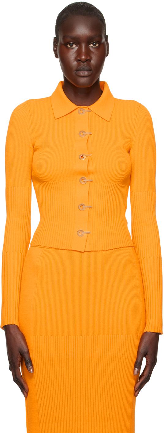 open lace back dress Dion Lee Modular Mini Orange