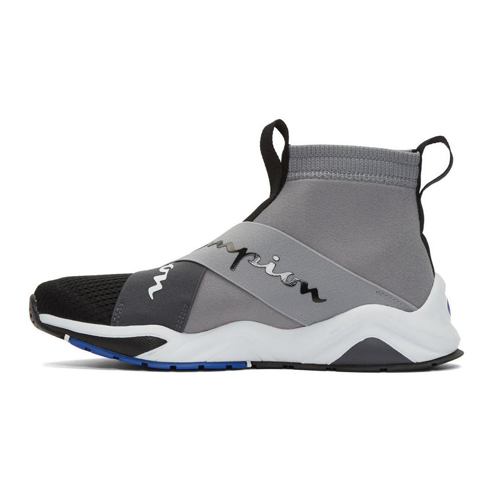 Champion Grey And Black Rally Crossover High-top Sneakers for Men | Lyst