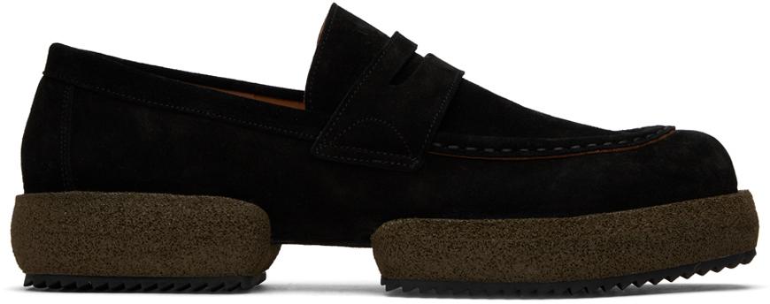 Dries Van Noten メンズ ブラック プラットフォーム ローファー 