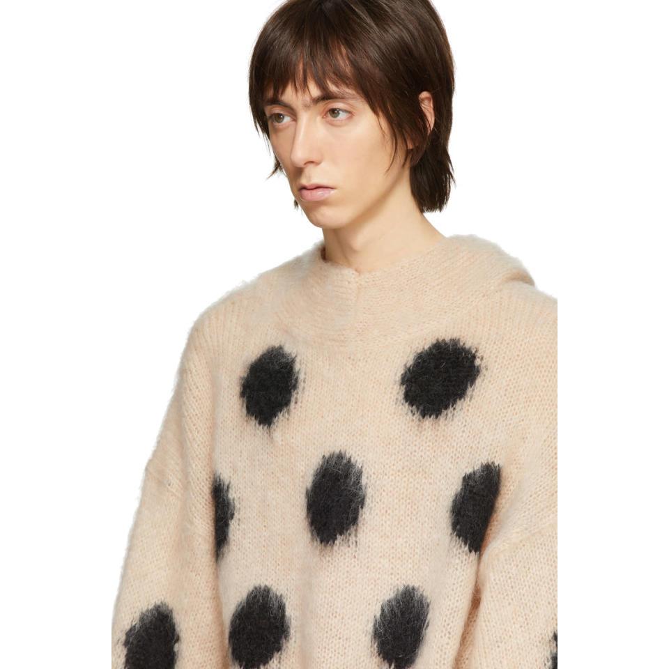 Synthetic Beige Dotted Hoodie 