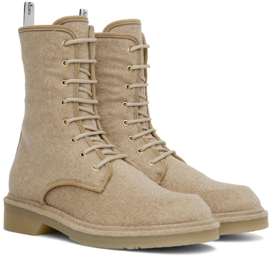Max Mara　ベイカー レースアップ ブーツ　ベージュ Max Maraベイカー レースアップ ブーツベージュ